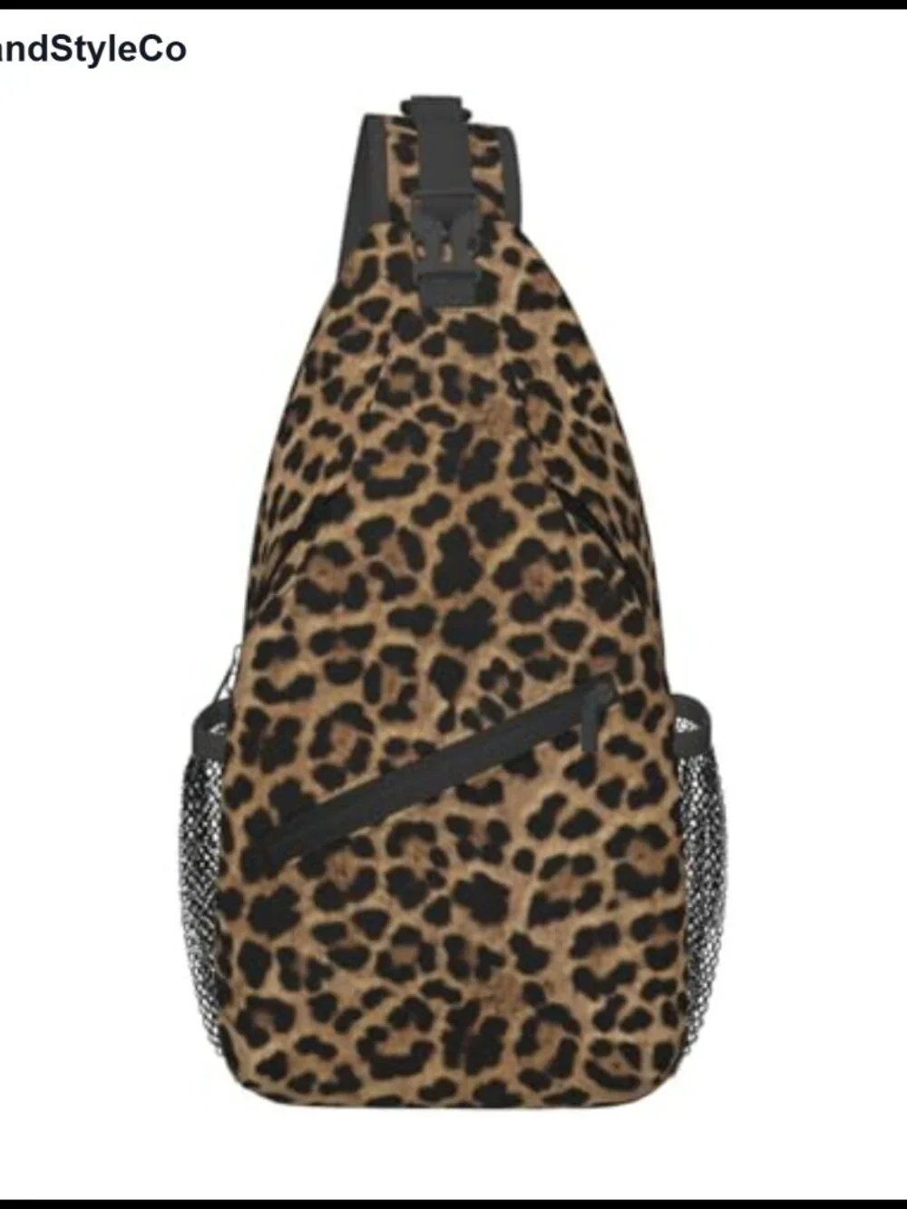 Leopard Print Sling Backpack Crossbody Bag Adjustable Strap Polyester Casual